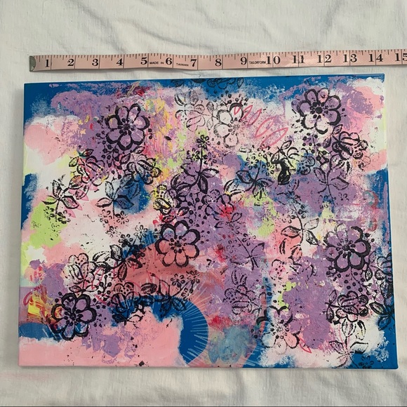 Abstract Floral Canvas Painting Original Acrylic - Picture 10 of 11